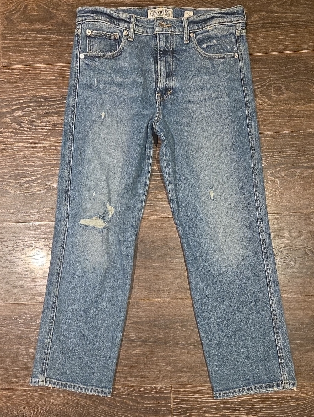 ❤️ NWOT! LUCKY BRAND HIGH RISE AUTHENTIC STRAIGHT CROP JEANS, DISTRESSED. 10 (30